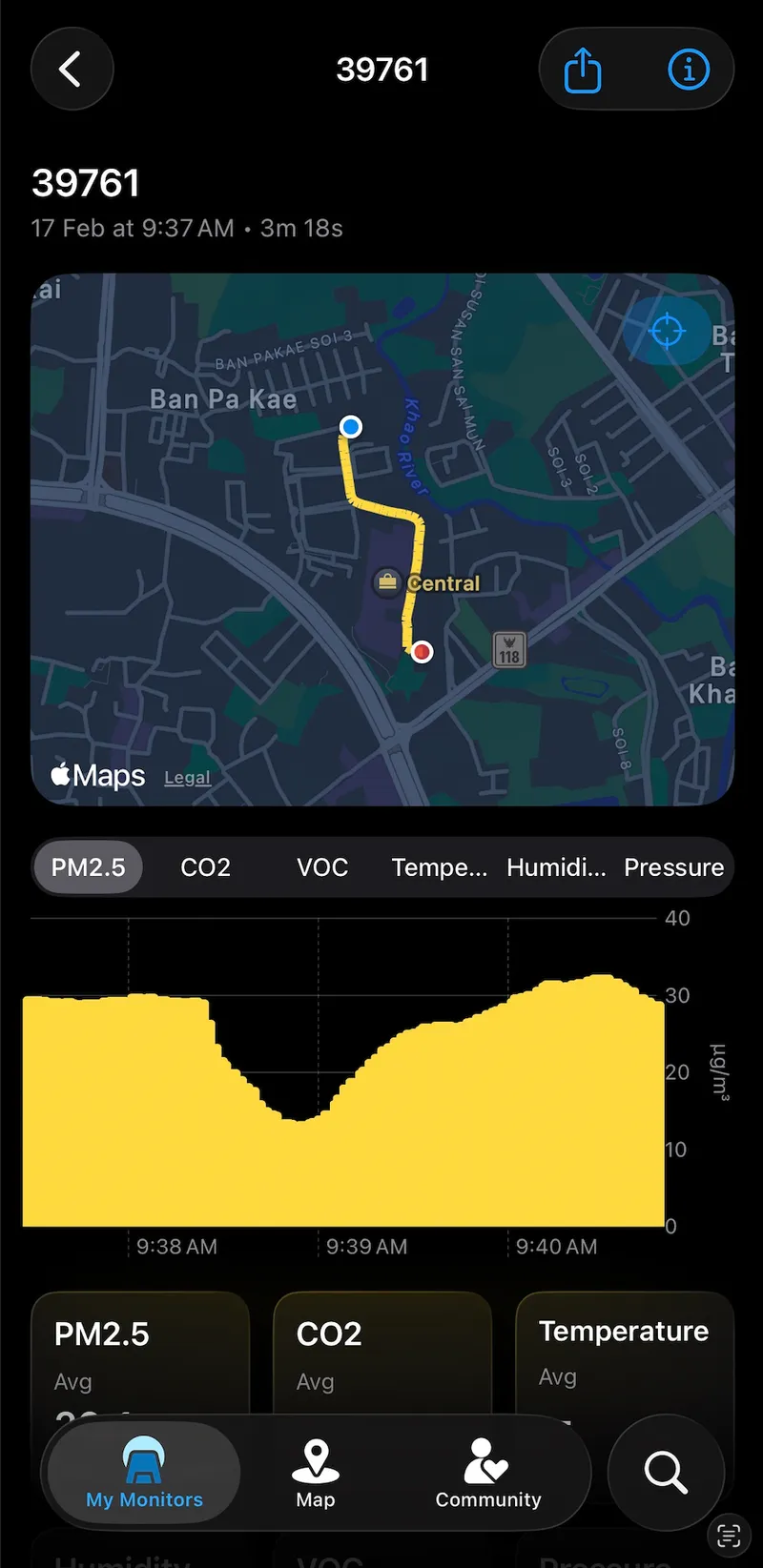 AirGradient app exposure timeline