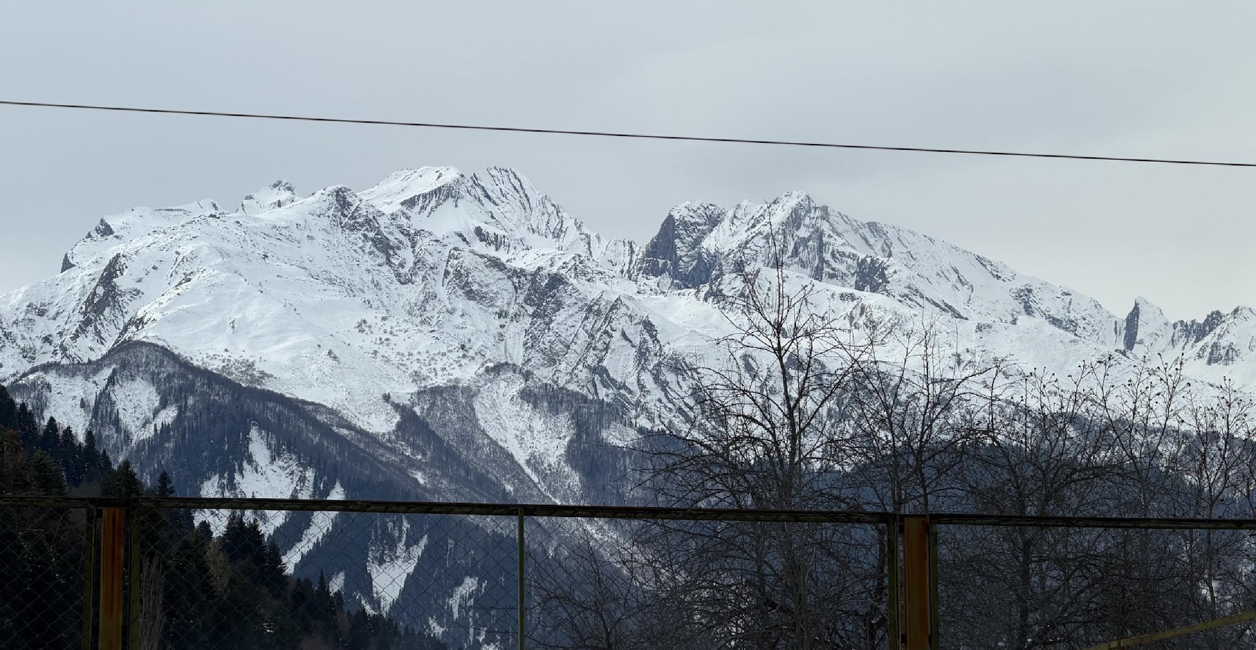 A view of the Caucasus mountain range from Oni