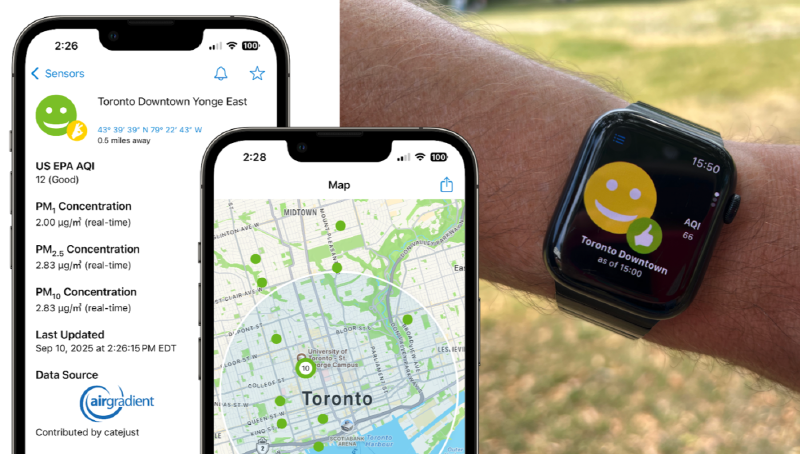Localhaze application on iPhone and Apple Watch