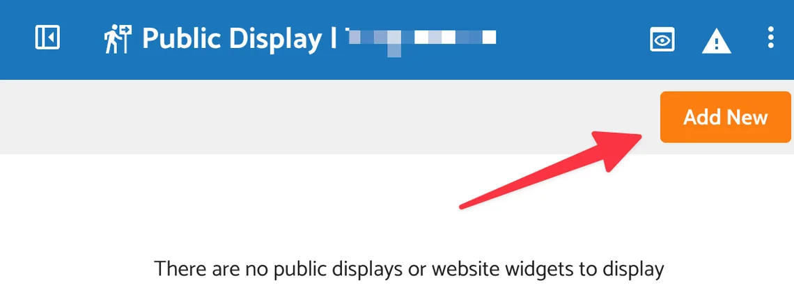 Add New button on the Public Displays page