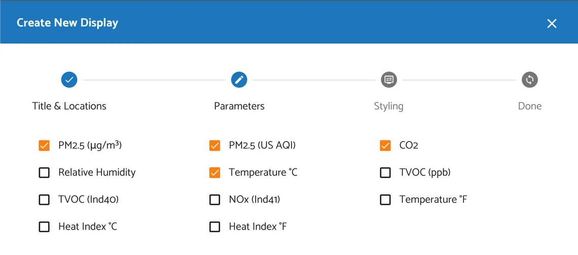 Selecting measurements for a public display